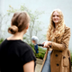 Photo: Two female students are practicing a TV interview situation.