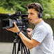 Photo: A student is working with a VJ camera.