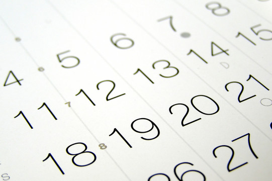 Dates of a calendar in detail